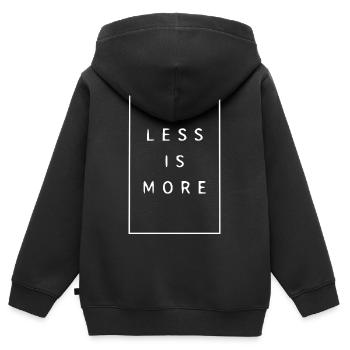 Moins c’est mieux – la typographie minimaliste - Sweat Premium à capuche zippé enfant bio - noir - Dos - AI Model Kid Male (0cm)