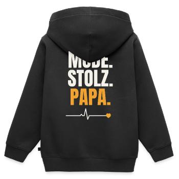 Müde Stolz Papa Shirt - Kinder Premium Organic Zip Hoodie - Schwarz - Hinten - AI Model Kid Male (0cm)