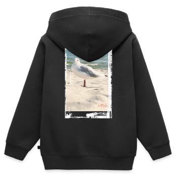 Wattvogel Foto Nordsee Möwe Strand Ostsee - Kinder Premium Organic Zip Hoodie - Schwarz - Hinten - AI Model Kid Male (0cm)