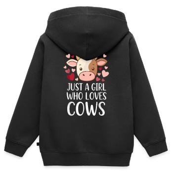 Kuhliebende Mädchen Cartoon - Kinder Premium Organic Zip Hoodie - Schwarz - Hinten - AI Model Kid Male (0cm)