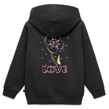 Neon Flower Love - Kinder Premium Organic Zip Hoodie - Schwarz - Hinten - AI Model Kid Male (0cm)
