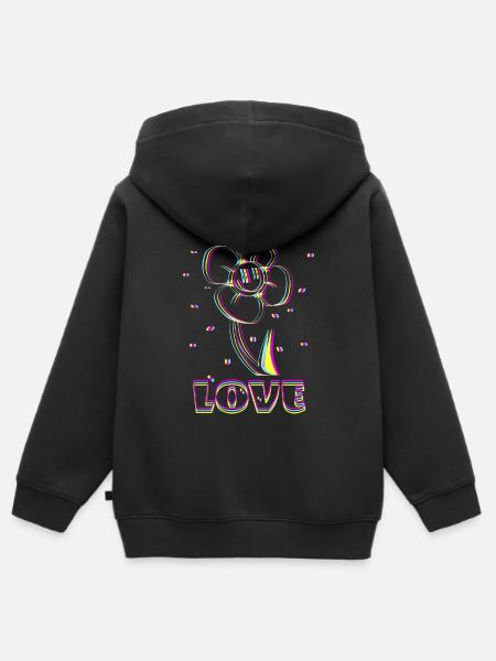 Neon Flower Love - Kinder Premium Organic Zip Hoodie - Schwarz