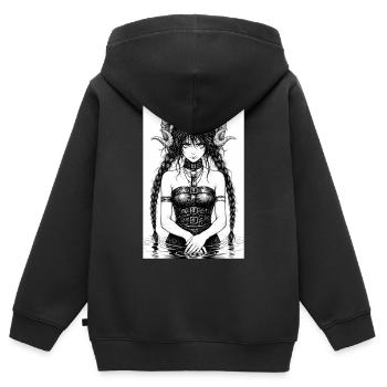 Hornige Gothic Sirene im Wasser - Kinder Premium Organic Zip Hoodie - Schwarz - Hinten - AI Model Kid Male (0cm)