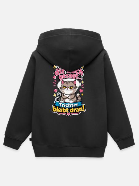 Kater mit Trichter - Kinder Premium Organic Zip Hoodie - Schwarz