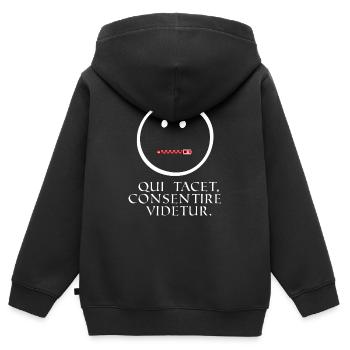 qui se tait semble être d'accord que le latin sait - Sweat Premium à capuche zippé enfant bio - noir - Dos - AI Model Kid Male (0cm)