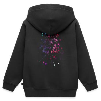 étoiles, étoiles blanches, tu es mon étoile, étoile, colorée - Sweat Premium à capuche zippé enfant bio - noir - Dos - AI Model Kid Male (0cm)