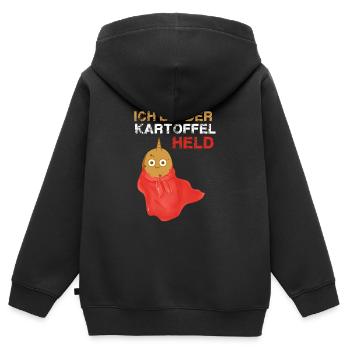potato hero,hero,potato,comic - Kids Premium Organic Zip-up Hoodie - black - Back - AI Model Kid Male (0cm)