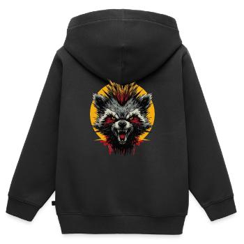 Grimmiger Punkrock Waschbär - Kinder Premium Organic Zip Hoodie - Schwarz - Hinten - AI Model Kid Male (0cm)