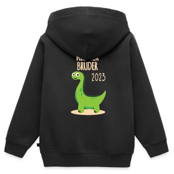 Kleiner Bruder 2023 - Kinder Premium Organic Zip Hoodie - Schwarz - Hinten - AI Model Kid Male (0cm)