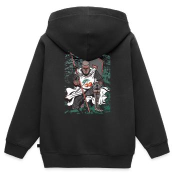 Ritter mit Kirschen zum Kirschfest - Kinder Premium Organic Zip Hoodie - Schwarz - Hinten - AI Model Kid Male (0cm)