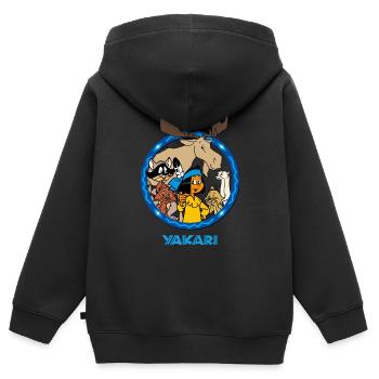 Yakari Gruppe Tiere - Kinder Premium Organic Zip Hoodie - Schwarz - Hinten - AI Model Kid Male (0cm)