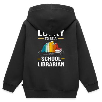 Bibliothèque de lecture Rat de bibliothèque - Sweat Premium à capuche zippé enfant bio - noir - Dos - AI Model Kid Male (0cm)