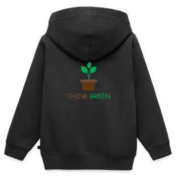 Nachhaltigkeit - Kinder Premium Organic Zip Hoodie - Schwarz - Hinten - AI Model Kid Male (0cm)