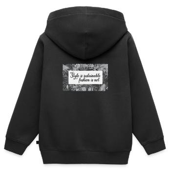 Nachhaltigkeit - Kinder Premium Organic Zip Hoodie - Schwarz - Hinten - AI Model Kid Male (0cm)