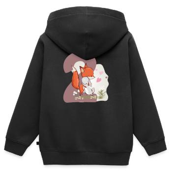 Birthday number 2 bunny fox - Kids Premium Organic Zip-up Hoodie - black - Back - AI Model Kid Male (0cm)