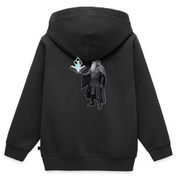 Magier - Kinder Premium Organic Zip Hoodie - Schwarz - Hinten - AI Model Kid Male (0cm)