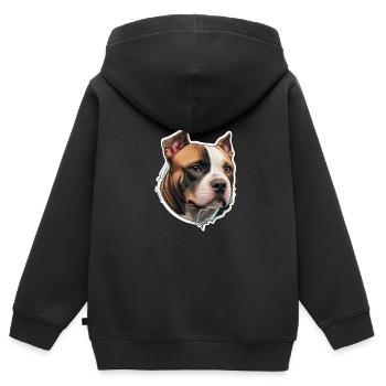 American Stafford - Kinder Premium Organic Zip Hoodie - Schwarz - Hinten - AI Model Kid Male (0cm)