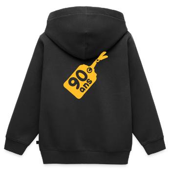etiquette 90 ans anniversaire - Sweat Premium à capuche zippé enfant bio - noir - Dos - AI Model Kid Male (0cm)