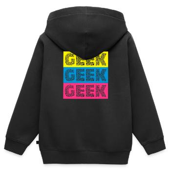 geek - Kinder Premium Organic Zip Hoodie - Schwarz - Hinten - AI Model Kid Male (0cm)