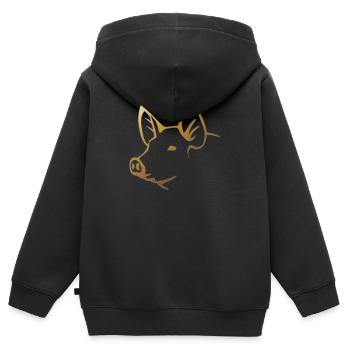 Schwein - Kinder Premium Organic Zip Hoodie - Schwarz - Hinten - AI Model Kid Male (0cm)
