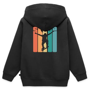 Skate Retro - Skater - Skateboard - Skateboarder - Sweat Premium à capuche zippé enfant bio - noir - Dos - AI Model Kid Male (0cm)