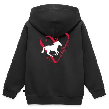 Haflinger Herz - Kinder Premium Organic Zip Hoodie - Schwarz - Hinten - AI Model Kid Male (0cm)