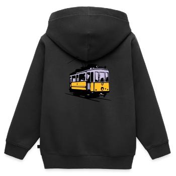 Strassenbahn / Tram - Kinder Premium Organic Zip Hoodie - Schwarz - Hinten - AI Model Kid Male (0cm)