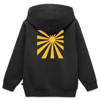Sonne Strahlen Rechteck Design - Kinder Premium Organic Zip Hoodie - Schwarz - Hinten - AI Model Kid Male (0cm)