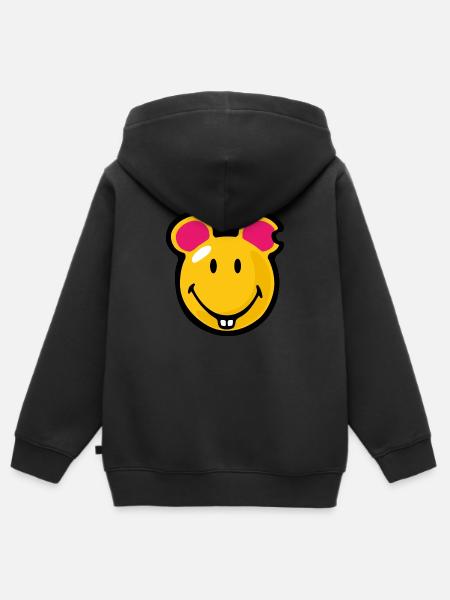 Smiley Mouse - Kinder Premium Organic Zip Hoodie - Schwarz