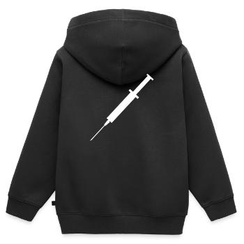 Graphique de seringue médicale sur blanc - Sweat Premium à capuche zippé enfant bio - noir - Dos - AI Model Kid Male (0cm)