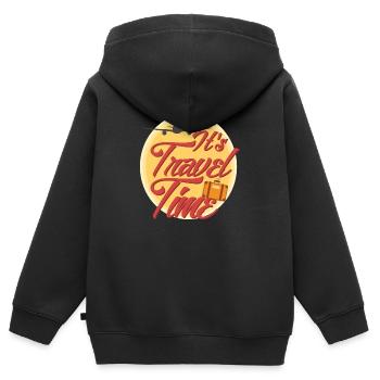 Es ist Zeit zu reisen - Kinder Premium Organic Zip Hoodie - Schwarz - Hinten - AI Model Kid Male (0cm)
