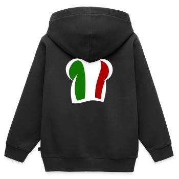 Chapeau de chef italien Cuisine Italia - Sweat Premium à capuche zippé enfant bio - noir - Dos - AI Model Kid Male (0cm)