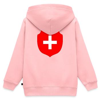 Schweizer Wappen - Kinder Premium Organic Zip Hoodie - Rosa - Hinten - AI Model Kid Female (0cm)