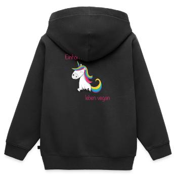 Einhörner leben vegan - Kinder Premium Organic Zip Hoodie - Schwarz - Hinten - AI Model Kid Male (0cm)
