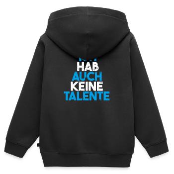 Ich hab auch keine Talente - Kinder Premium Organic Zip Hoodie - Schwarz - Hinten - AI Model Kid Male (0cm)