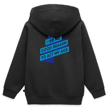 to act my age - Kinder Premium Organic Zip Hoodie - Schwarz - Hinten - AI Model Kid Male (0cm)