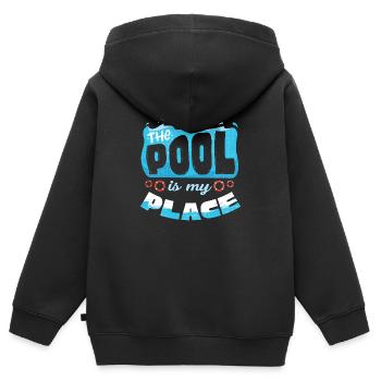Pool Guy Cleaner Pool Service The Pool Is My Place - Kinder Premium Organic Zip Hoodie - Schwarz - Hinten - AI Model Kid Male (0cm)