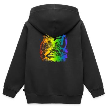 Regenbogen bunt Tiger Gesicht Tier Tigergesicht - Kinder Premium Organic Zip Hoodie - Schwarz - Hinten - AI Model Kid Male (0cm)