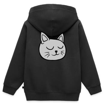 Geschlossene Augen Katze schlafend - Kinder Premium Organic Zip Hoodie - Schwarz - Hinten - AI Model Kid Male (0cm)