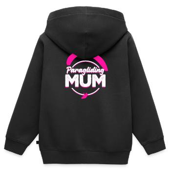 Parapente Maman rose - Sweat Premium à capuche zippé enfant bio - noir - Dos - AI Model Kid Male (0cm)