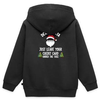 Lieber Weihnachtsmann, lass deine Kreditkarte da - Kinder Premium Organic Zip Hoodie - Schwarz - Hinten - AI Model Kid Male (0cm)