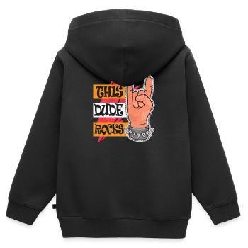 This Dude Rocks - Kinder Premium Organic Zip Hoodie - Schwarz - Hinten - AI Model Kid Male (0cm)