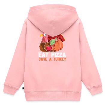 Pizza essen retten Sie einen Truthahn - Funny Turkey - Kinder Premium Organic Zip Hoodie - Rosa - Hinten - AI Model Kid Female (0cm)