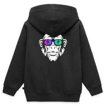 Monkey Affe Urlaub Sonnenbrille Gute Laune Musik A - Kinder Premium Organic Zip Hoodie - Schwarz - Hinten - AI Model Kid Male (0cm)