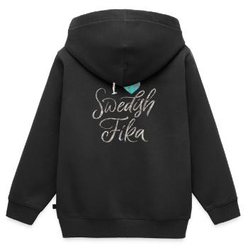 Suède Suède Viking Norden Scandinavie fika - Sweat Premium à capuche zippé enfant bio - noir - Dos - AI Model Kid Male (0cm)