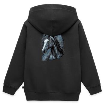 Cheval - Sweat Premium à capuche zippé enfant bio - noir - Dos - AI Model Kid Male (0cm)