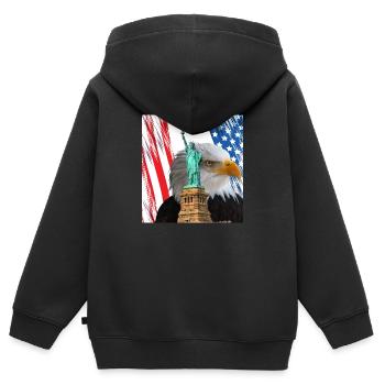 USA, Freiheitsstatue und Adler. - Kinder Premium Organic Zip Hoodie - Schwarz - Hinten - AI Model Kid Male (0cm)
