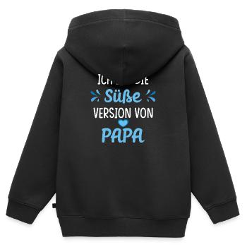 Süße Version von Papa Spruch - Kinder Premium Organic Zip Hoodie - Schwarz - Hinten - AI Model Kid Male (0cm)