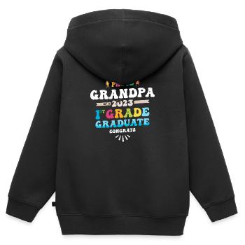 Stolzer Opa einer 1. Klasse von 2023 - Kinder Premium Organic Zip Hoodie - Schwarz - Hinten - AI Model Kid Male (0cm)