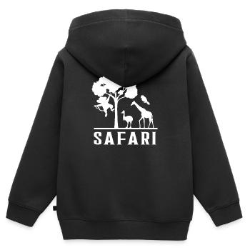 Safari Zoo Animal Safari Zoo - Sweat Premium à capuche zippé enfant bio - noir - Dos - AI Model Kid Male (0cm)